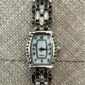 M.Z. Berger Marcasite Style Silver Tone Bracelet Watch W501 OS